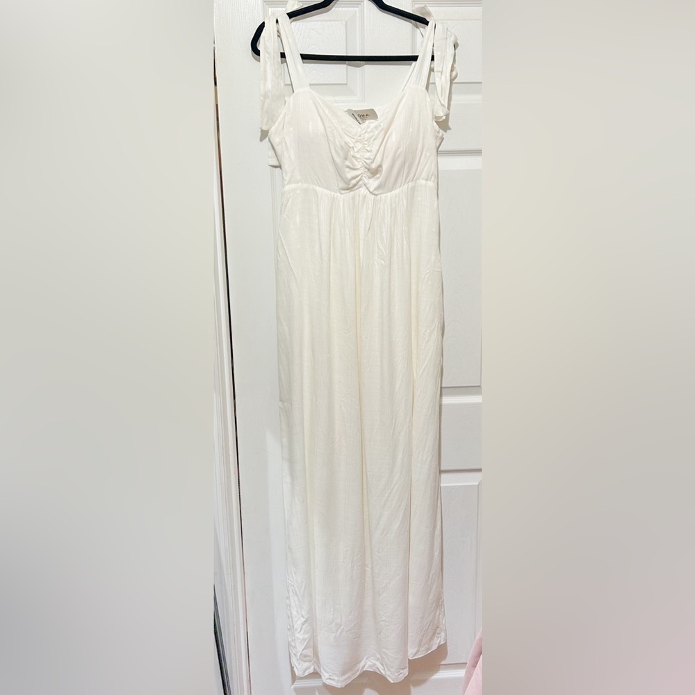 Soma Weekend Ivory Maxi Dress Bow Romantic Sexy Bridal Rayon NWT Sz X-Large - Picture 2 of 15
